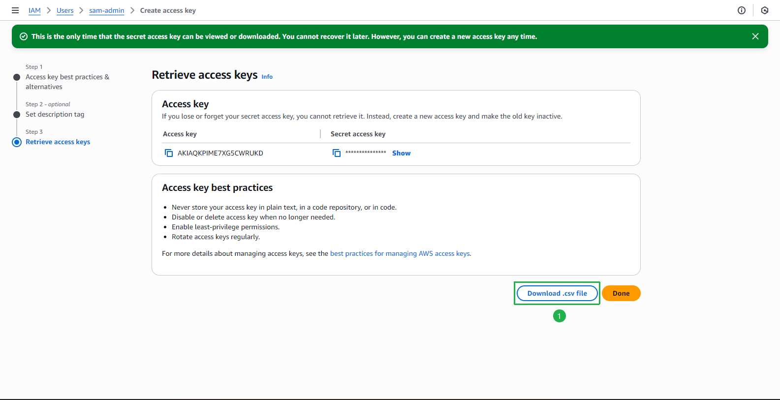 Retrieve Access Keys