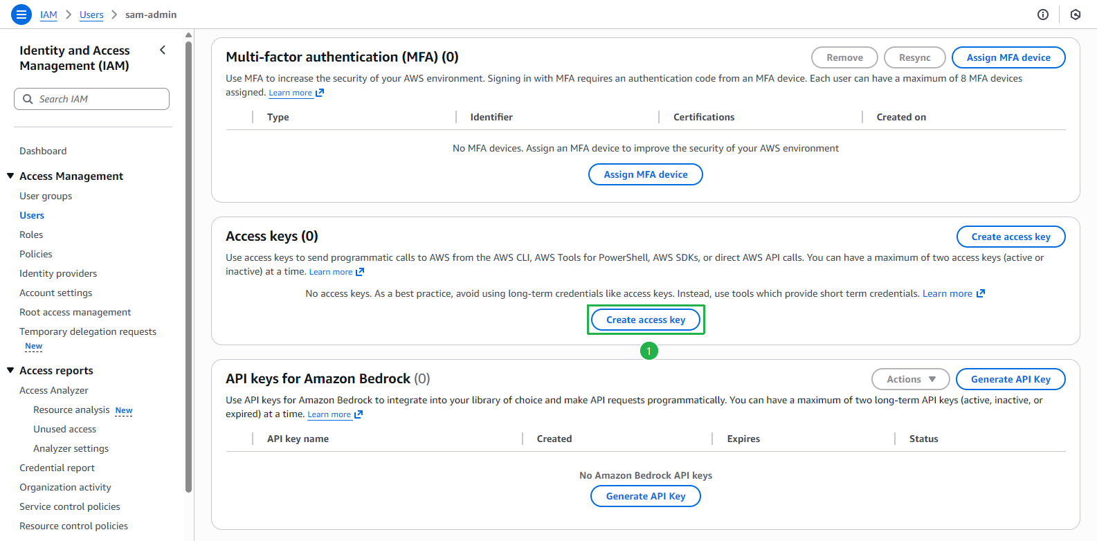 Create Access Key