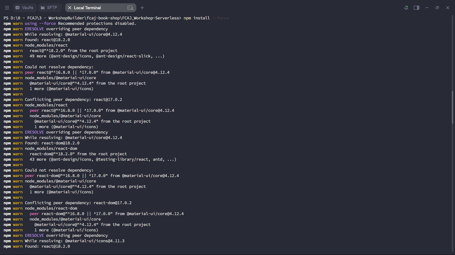 npm install –force (start)