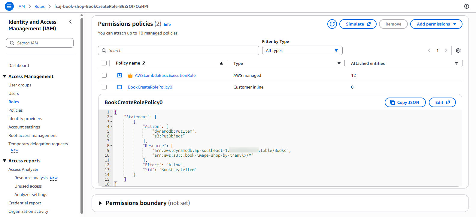 BookCreateRolePolicy0 JSON