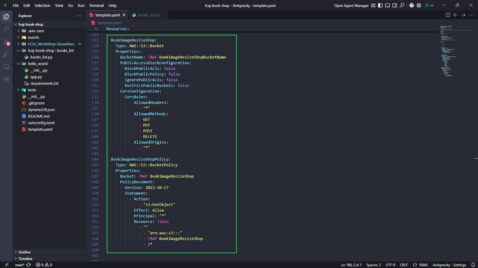 Add Bucket Policy and BookCreate function