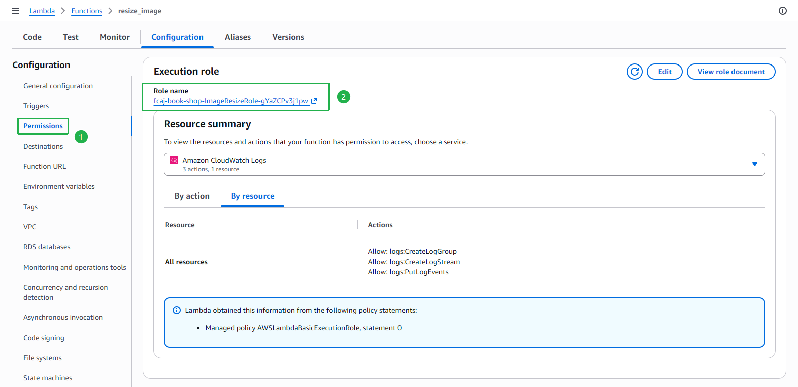 Permissions - Execution Role