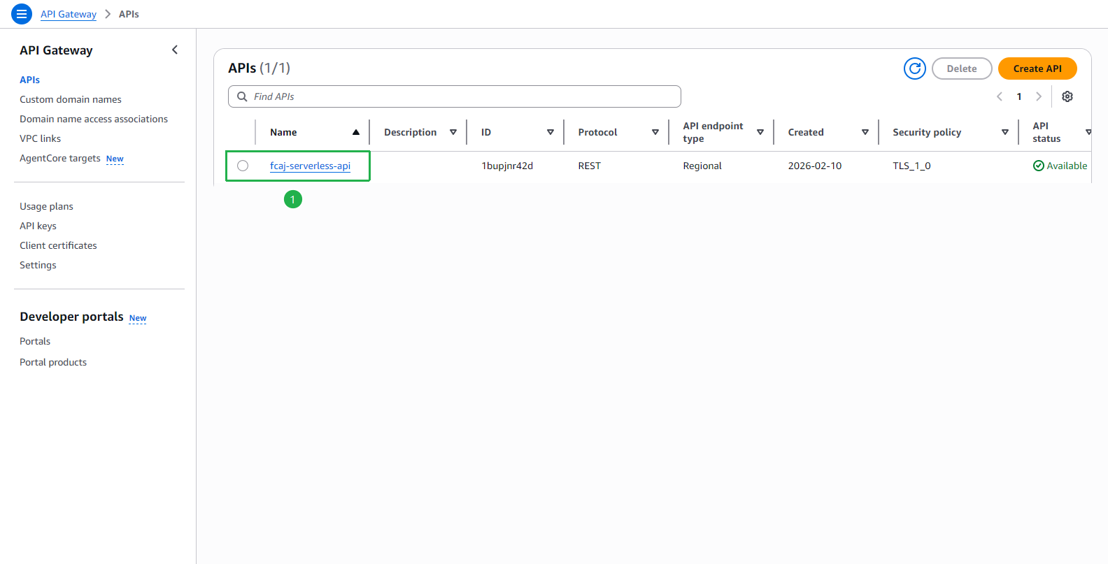 API Gateway - fcaj-serverless-api