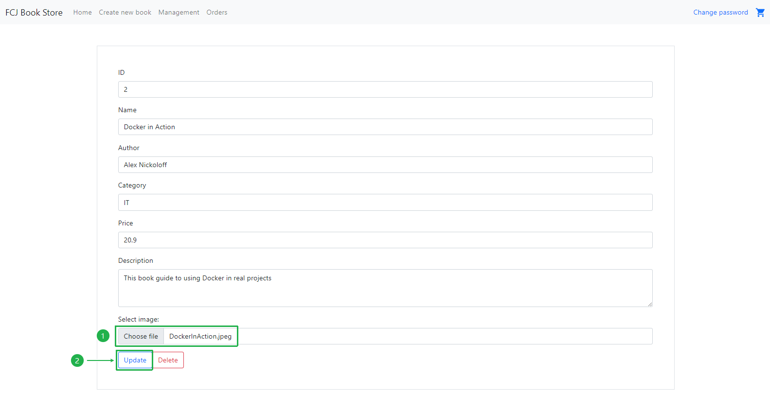 FCJ Book Store - Update form for Docker in Action